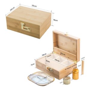 PUFFING BIRD Bamboo Storage Stash Box Combo with Combination Lock