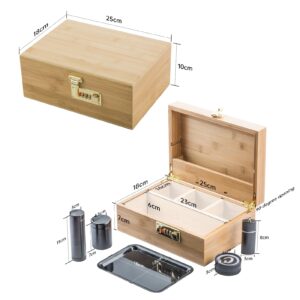 PUFFING BIRD Bamboo Storage Stash Box Combo with Combination Lock