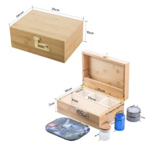 PUFFING BIRD Bamboo Storage Stash Box Combo with Combination Lock
