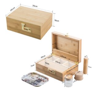 PUFFING BIRD Bamboo Storage Stash Box Combo with Combination Lock