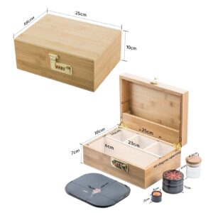 PUFFING BIRD Bamboo Storage Stash Box Combo with Combination Lock