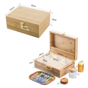 PUFFING BIRD Bamboo Storage Stash Box Combo with Combination Lock