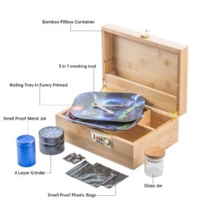 PUFFING BIRD Bamboo Storage Stash Box Combo with Combination Lock