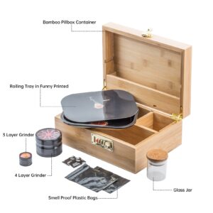 PUFFING BIRD Bamboo Storage Stash Box Combo with Combination Lock
