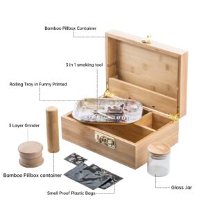 PUFFING BIRD Bamboo Storage Stash Box Combo with Combination Lock