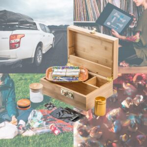 PUFFING BIRD Bamboo Storage Stash Box Combo with Combination Lock