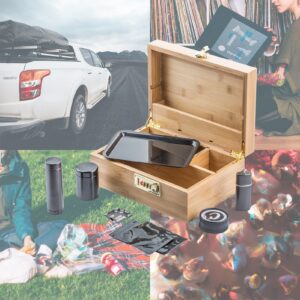 PUFFING BIRD Bamboo Storage Stash Box Combo with Combination Lock