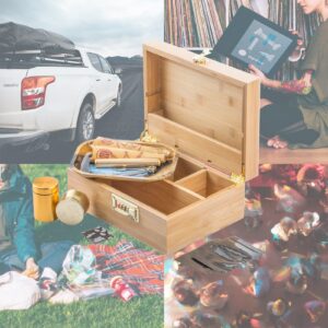 PUFFING BIRD Bamboo Storage Stash Box Combo with Combination Lock