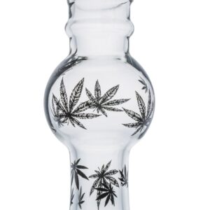 PrintedLeafDoubleBowlsGlassBong_1 11" Printed Leaf Double Bowls Glass Bong