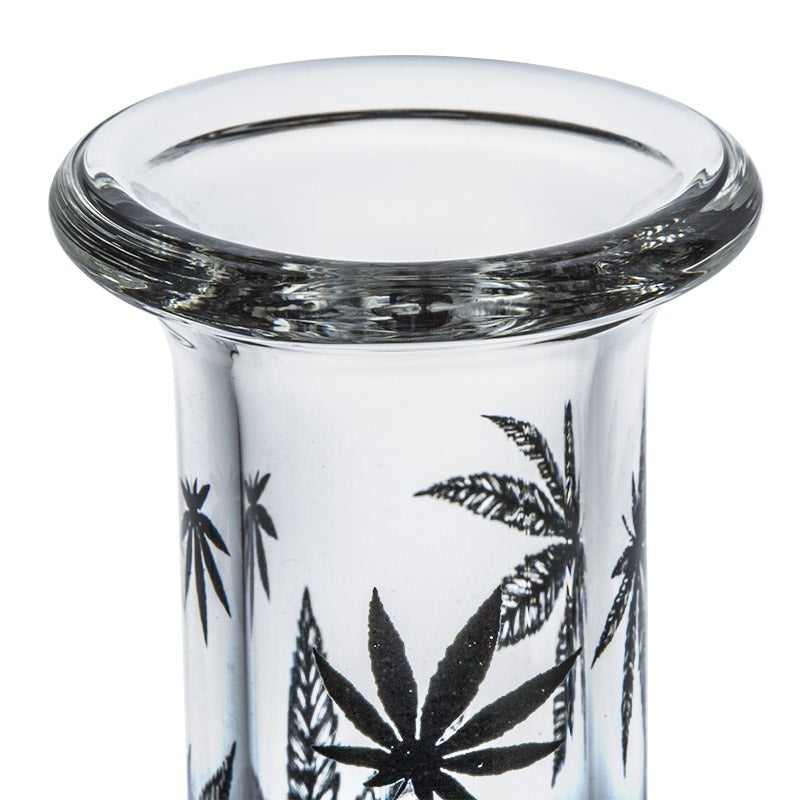 PrintedLeafDoubleBowlsGlassBong_3 11" Printed Leaf Double Bowls Glass Bong