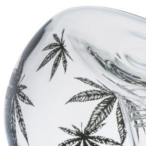 PrintedLeafDoubleBowlsGlassBong_4 11" Printed Leaf Double Bowls Glass Bong