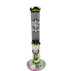 PrintedStraightTubeThickBongWaterPipeForSaleFreeShipping_7 14" Printed Straight Tube Thick Bong