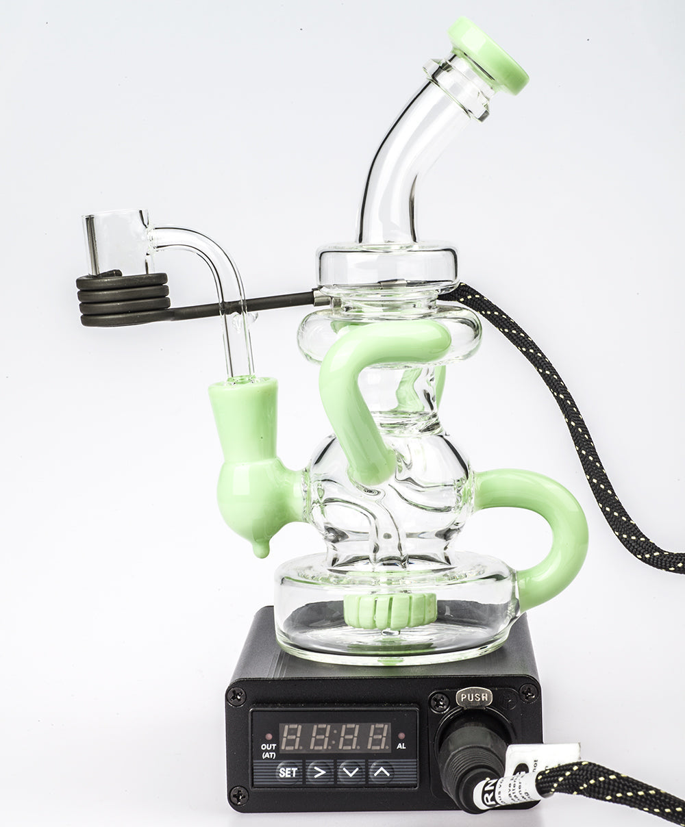 Quartz Enail W/ Recycler Showerhead Perc Dab Rig Bundle