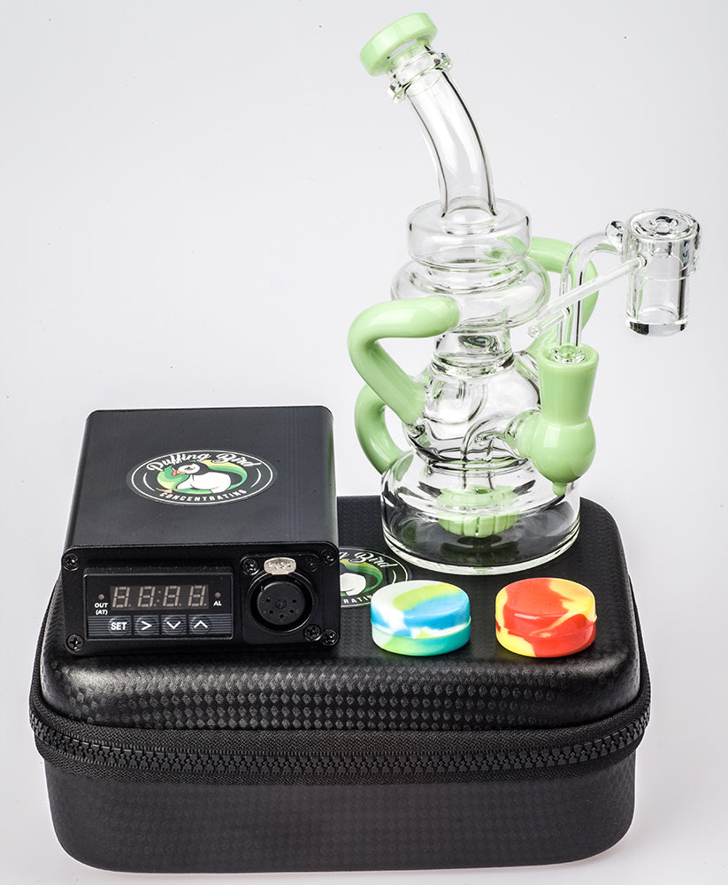 Quartz Enail W/ Recycler Showerhead Perc Dab Rig Bundle