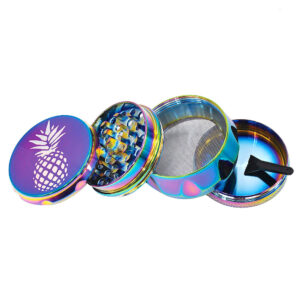 Rainbow Magnetic Lid Zinc Alloy Herb Grinder 4 Piece