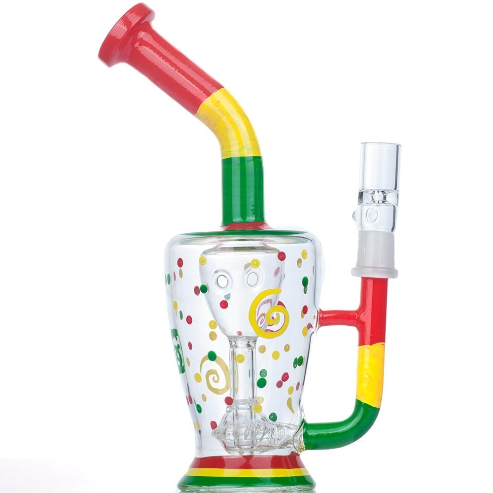 Rasta_Glass_Bong_-_Glass_Water_Pipes_For_Sale_-_Puffing_Bird_2 8" Rasta UFO Perc Glass Bong