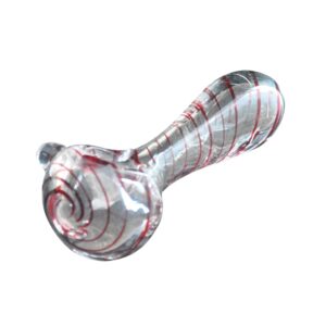 Red Spiral Clear Glass Spoon Pipe