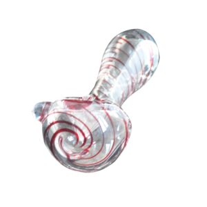 Red Spiral Clear Glass Spoon Pipe