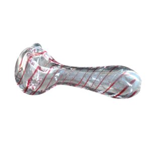 Red Spiral Clear Glass Spoon Pipe