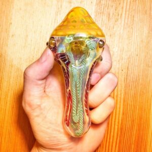 Ribbed Glass Spoon Pipe w/ Mili Scheme