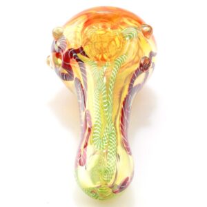 Ribbed Glass Spoon Pipe w/ Mili Scheme