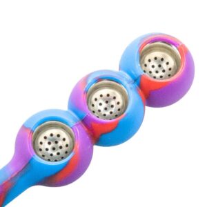 Silicone Triple Bowl Pipe (Random Color)