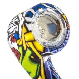 Silicone Sherlock Pipe w/ Glass Bowl (Random Color)
