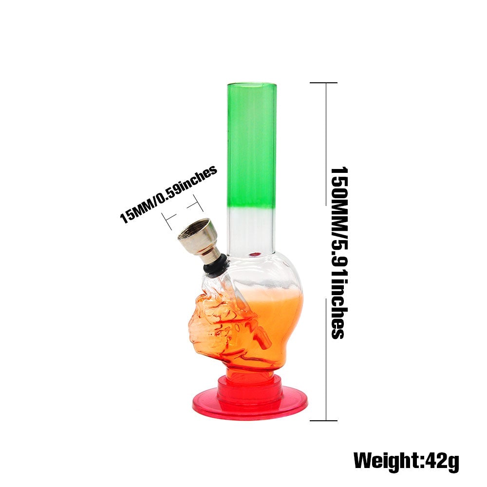 Skull_Bong_-_Acrylic_Water_Pipes_For_Sale_-_Puffing_Bird_1 6" Skull Acrylic Bong(Random Color)