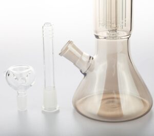 Smokey_Grey_Tree_Perc_Beaker_Bong_Puffing_Bird_Best_Online_Headshop_Bowl_Piece_downstem 16" Smokey Grey Tree Perc Beaker Bong