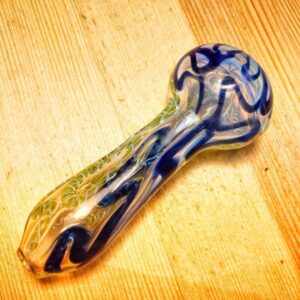 Swirled Fumed Glass Pipe w/ Glass Turtle