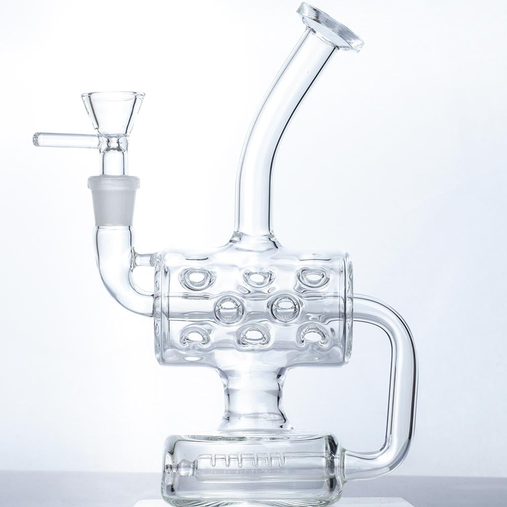 Swiss_Perc_Glass_Bong_-_Recycler_Bongs_For_Sale_-_Puffing_Bird_4 9" Swiss Cylinder Perc Bong