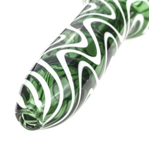White Stripes Green Glass Pipe
