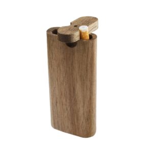 Natural Wooden Dugout W/ Cigarette Shape One Hitter Pipe