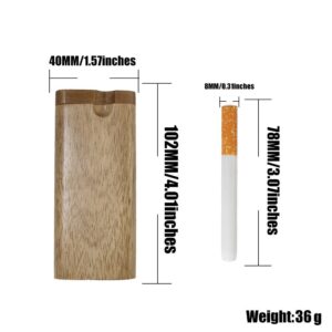 Natural Wooden Dugout W/ Cigarette Shape One Hitter Pipe