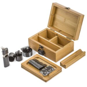 Wooden Stash Box Lock with Quartz Enail Kit Set