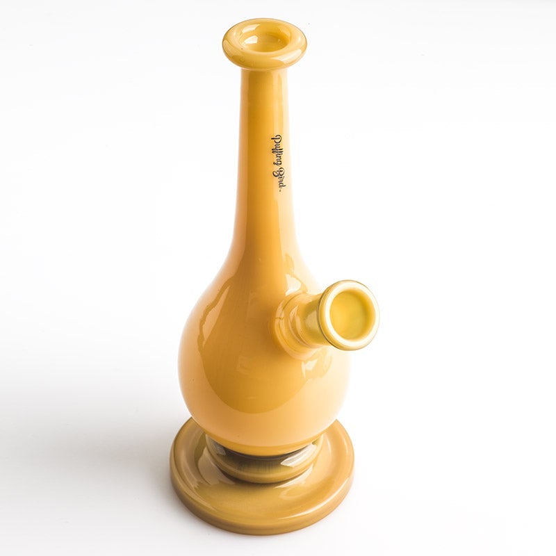 YellowGlossyGlassBeakerBongWaterPipesForSaleFreeShipping_1 8" Yellow Glossy Glass Beaker Bong