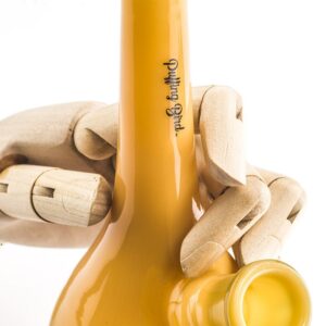 YellowGlossyGlassBeakerBongWaterPipesForSaleFreeShipping_6 8" Yellow Glossy Glass Beaker Bong