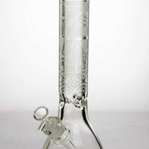 13.5" 9 mm Thick Sandblasted Glass Beaker Water Bong