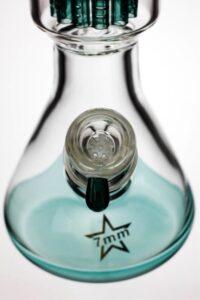 b932b6bc-a0af-4dff-851b-bfc3382e280e 18" genie 12 arms beaker colored bottom water bong