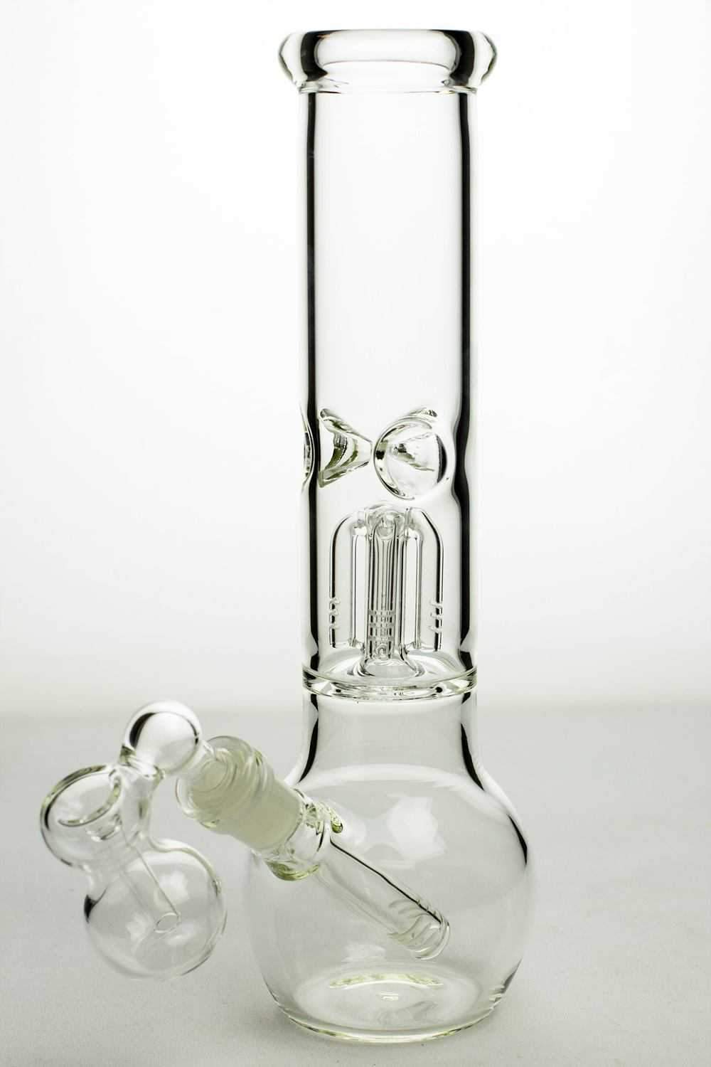 daae31bd-fa9b-4f43-96a0-b5f6dc4812be_d6dca4f9-b1e2-4229-a2da-7467c5231389 11" glass round base water bong with 4 arms percolator