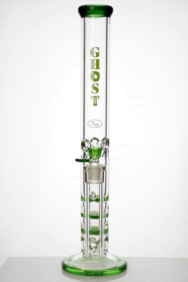 e76a409e-e101-41ef-9734-55f386ac61d4 18" Ghost thick glass Thriple Flat Diffuser water bong