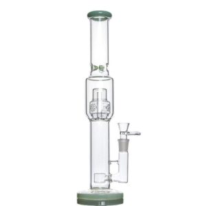 flower-king-glass-bongs-water-pipes-fol-to-sol-clean-clear-glass-water-pipes-11 16 inch Glass Bong with Flower of Life perc to Matrix perc 18.8mm