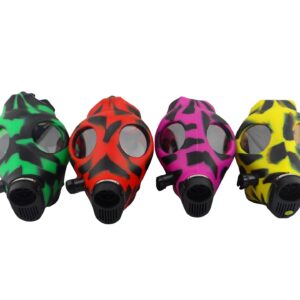 Two Tone Silicone Gas Mask Bong with Acrylic Skull Bong