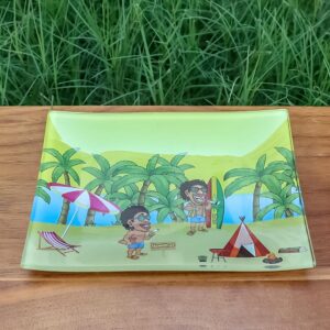 Mexico Vacation Wind Break Proof Glass Rolling Tray