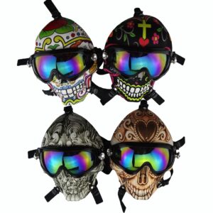 Novel Skull Fabric Gas Mask Bong w/ Bent Water Pipe