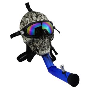Novel Skull Fabric Gas Mask Bong w/ Bent Water Pipe