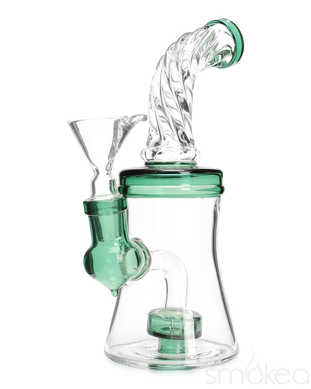 smokea-8-cut-glass-mini-bong-w-bent-neck-lake-green-4155726889062 SMOKEA 8" Cut Glass Mini Bong w/ Bent Neck