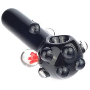 Black Glass Spoon Pipe w/ Marble Grips