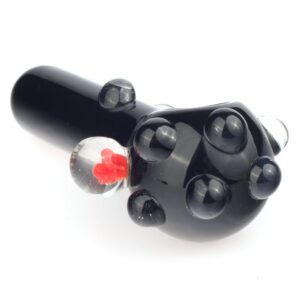 Black Glass Spoon Pipe w/ Marble Grips
