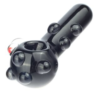 Black Glass Spoon Pipe w/ Marble Grips